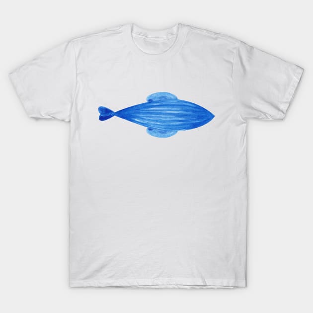 Blue watercolor fish T-Shirt by shoko